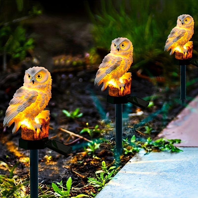 1 pc ao ar livre coruja estátua lâmpada resina artesanato movido a energia solar led iluminação ao ar livre decorativo paisagem luz solar jardim luz