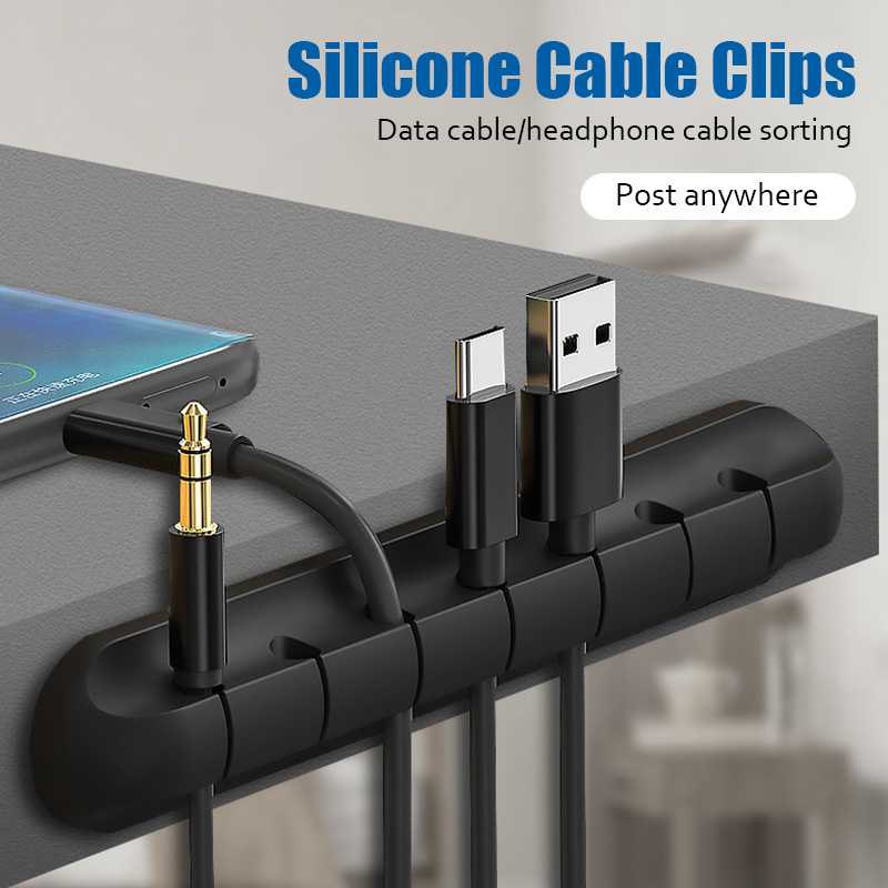 Cable Organizer Silicone USB Cable Winder Desktop Tidy Management Clips Cable Holder for Mouse Headphone Wire Organizer