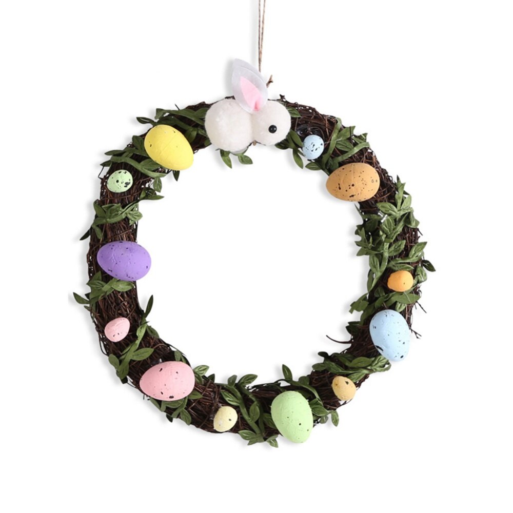 Artificial Garlands Bubble Egg Easter Wreaths Front Door Garden Courtyard Decoration Happy Easter Party Wreath Decor: W