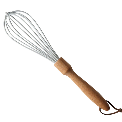 Batidor de huevos de madera y silicona, herramienta Manual de cocina creativa con mango de madera, agitador, para hornear huevos, 25CM, 30CM: a-5x25cm