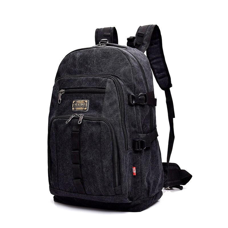 Freizeit Leinwand Reise Rucksack Große Kapazität Männer Ich bin Freien Bergsteigen Tasche Männlichen Rucksack Gepäck Schule Tasche: schwarz