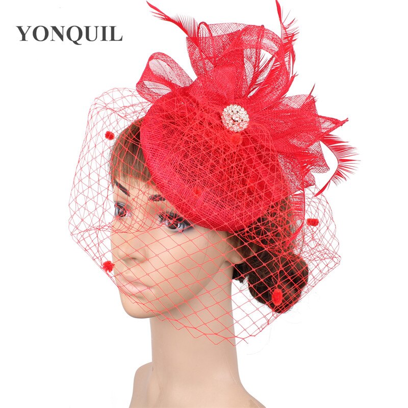 Sinamay Chic cheveux maille accessoires de mariage Fascinator mariée voiles chapeau bandeau femmes dames Occasion casque Net points