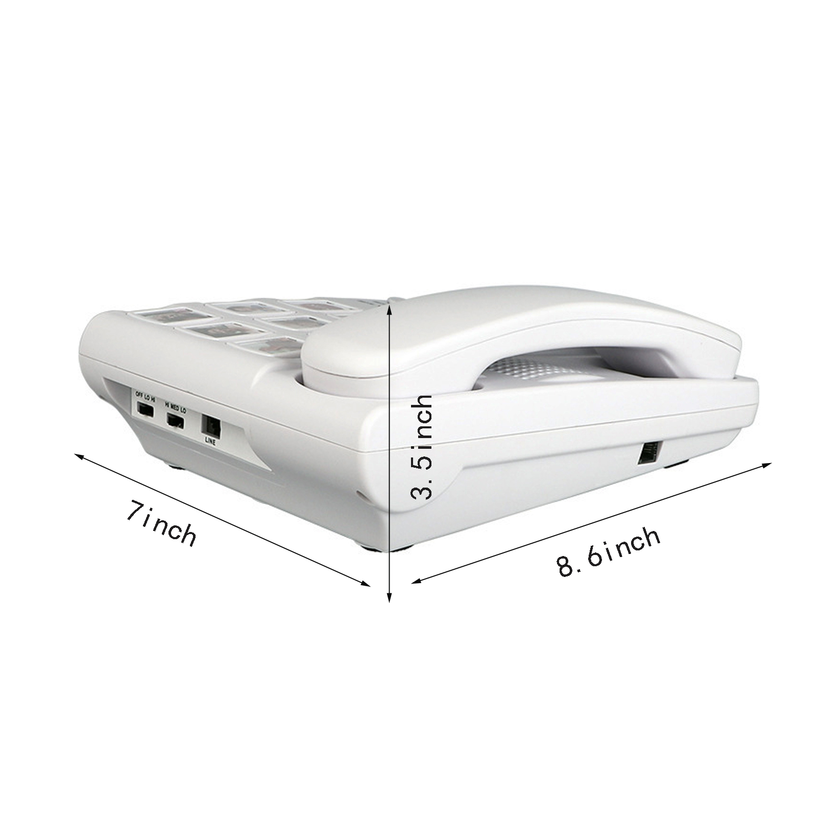 Telefon med stora knappar, trådbunden telefon med högtalare för seniorer, förstärkt fast telefon med en knapptryckning och bild för äldre