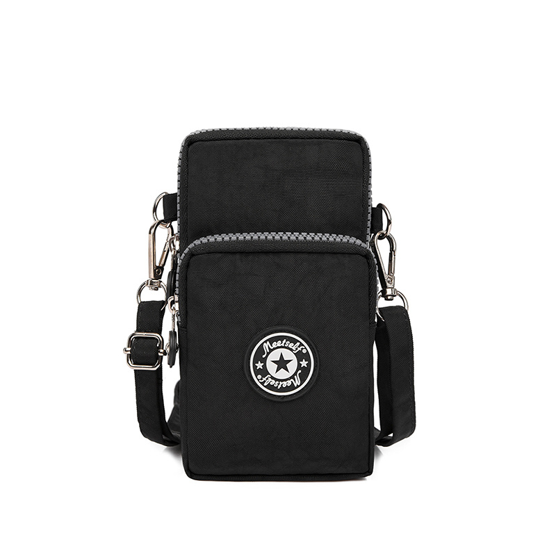 Crossbody Verticale Mobiele Telefoon Tas Vrouwen Hangende Arm Ouderen Mobiele Telefoon Tas Nek Doek Tas Draagbaar voor Wandelen Kleine Tas: Black