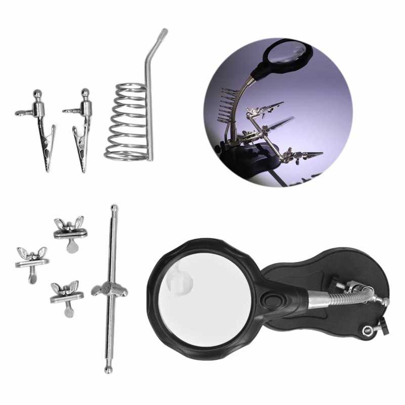 Desktop Magnifier Clear Desktop LED Light Magnifier Easy To Use Accurate for Welding Engraving