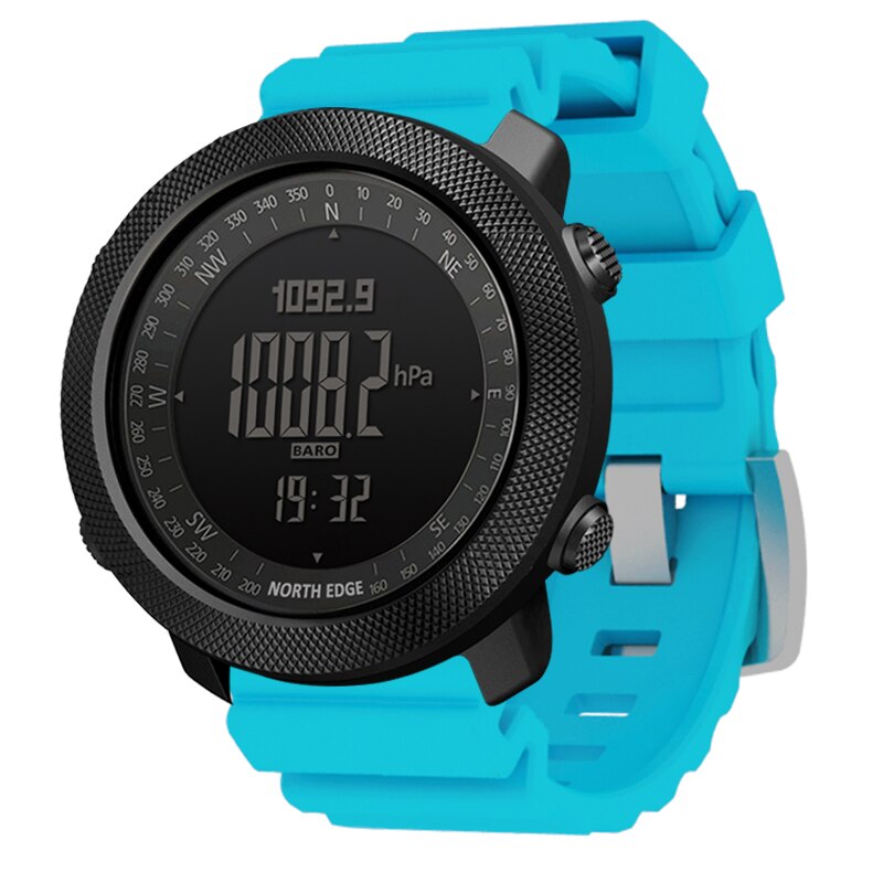 Noord Rand Mannen Sport Horloges Hoogtemeter Barometer Kompas Thermometer Stappenteller Wereldtijd Horloges Digitale Running Wandelen Horloges: APACHE Rubber Blue