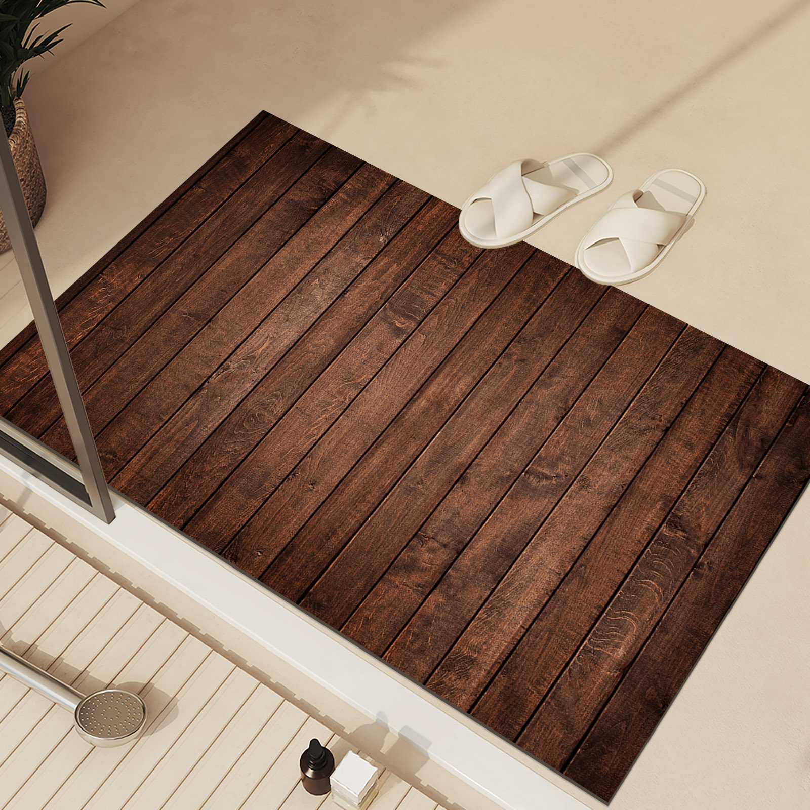 Vintage Bathroom Bath Mat Absorbent Non Slip Foot Mats Quick Dry Entrance Doormat Shower Floor Pad Toilet Carpet Washable: black / 400MMx600MM
