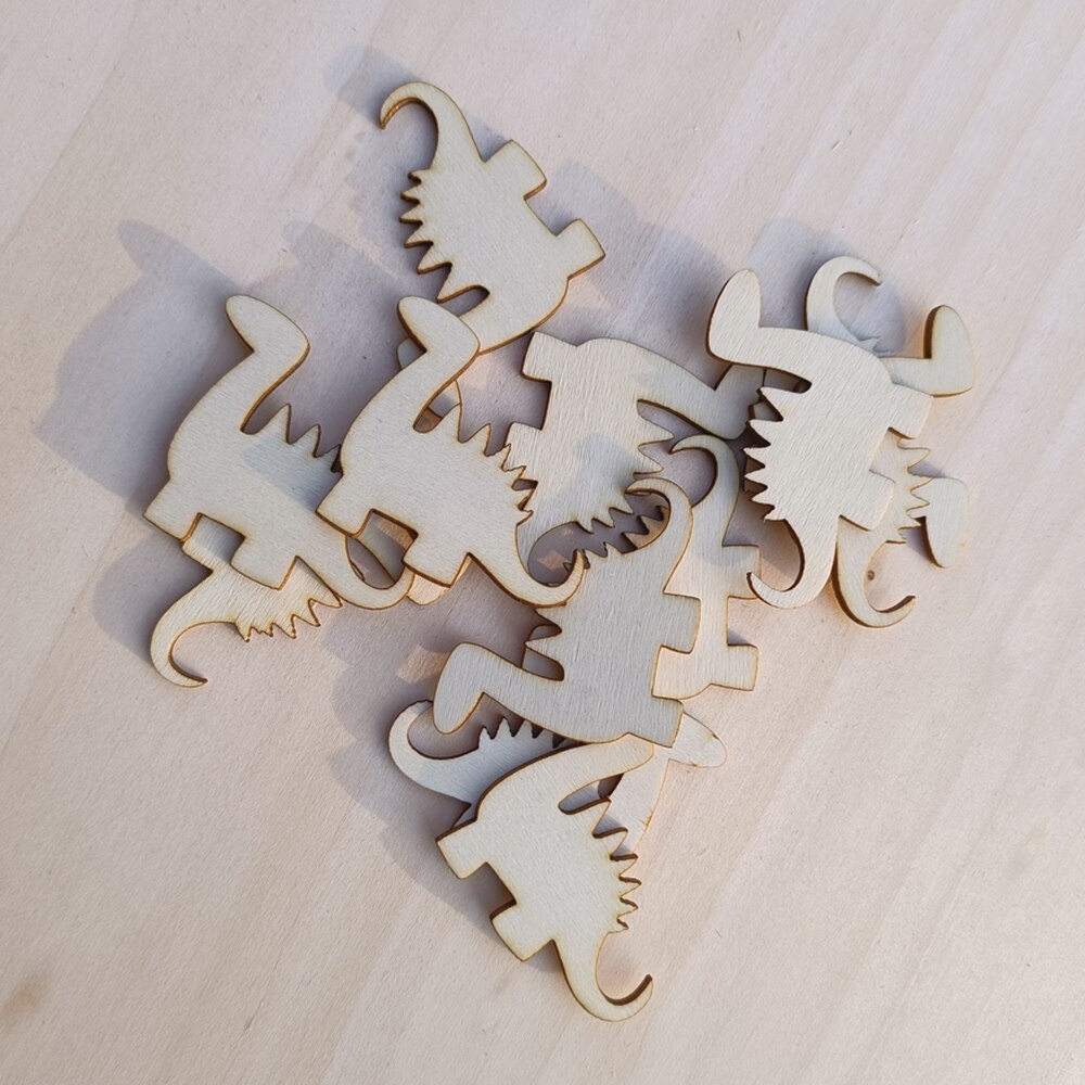 20pcs Cute Dinosaur Shape wood Craft Blank Wooden Embellishment dino wood chips