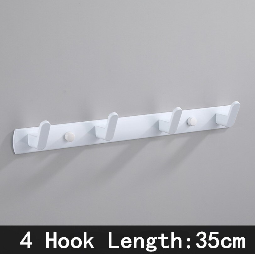 Black White Robe Hook Bathroom Towel Hooks Towels Bag Hat Hook Wall Mounted Clothes Coat Hook Wall Hanger Bathroom Hardware: White- 4 Hook