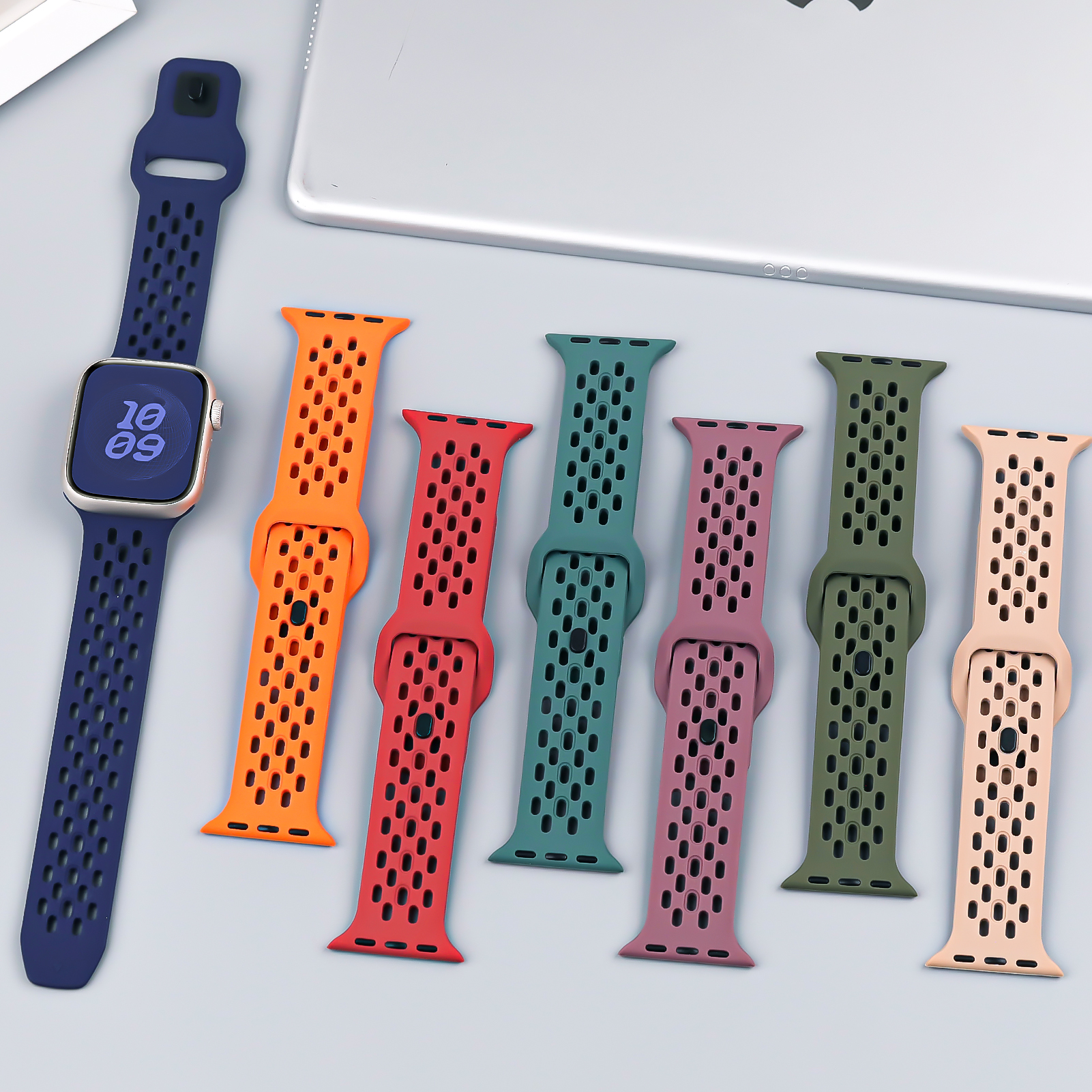 Sportsilikon för apple watch-armband 44mm 45mm 49mm 40mm 41mm 38mm 45 mm correa-armband iwatch-serien 9 8 7 6 5 se ultra 2 band