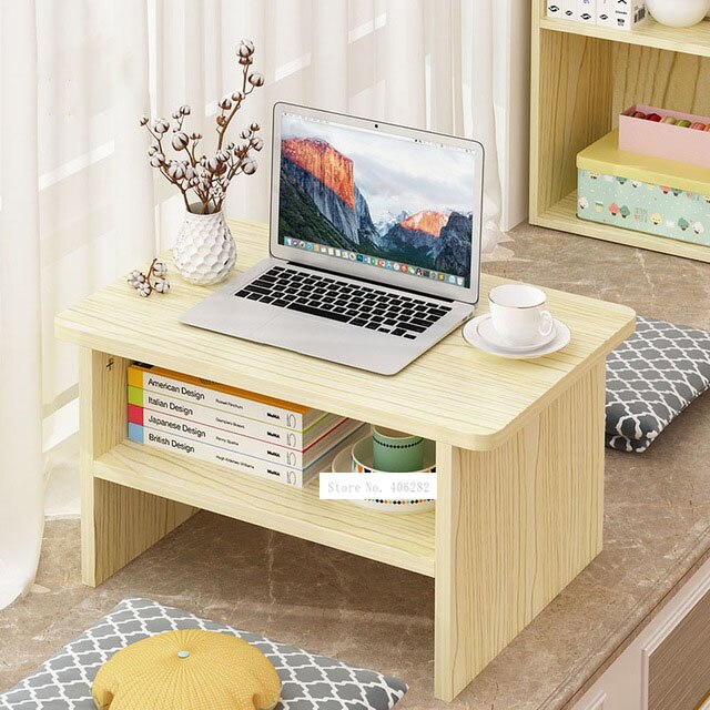 Eenvoudige Kleine Thee Tafel Japanse Stijl Moderne 2 Layer Drijvende Venster Salontafel Rechthoek Woonkamer Floor Lage Tafel: white maple color
