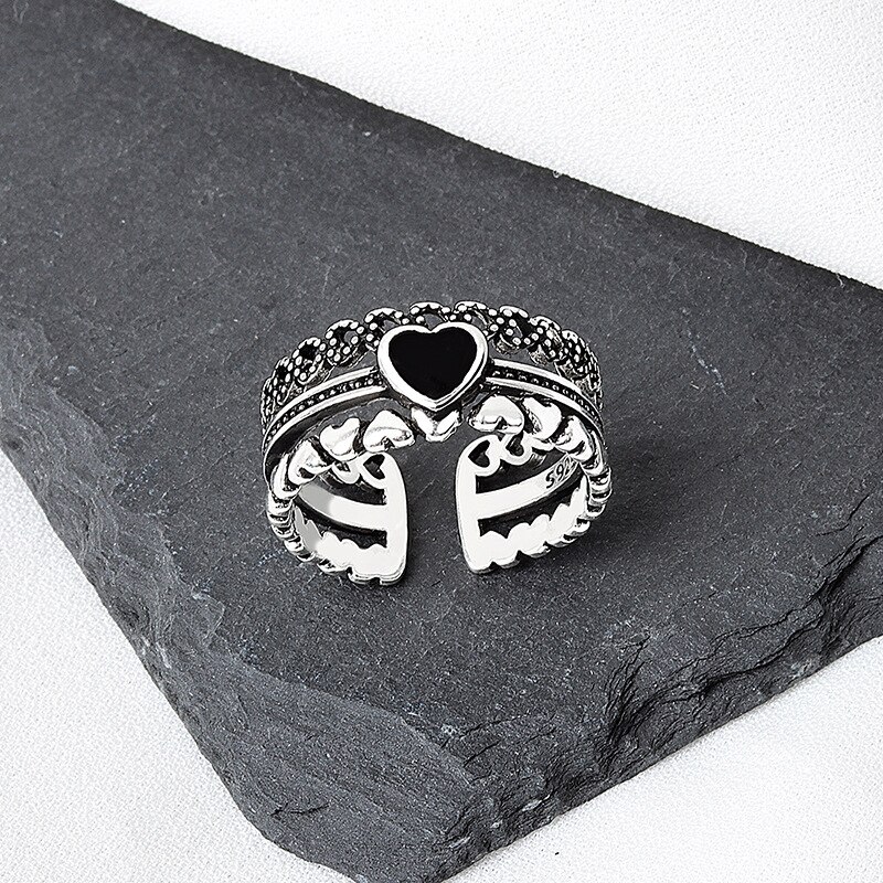 Regalo romantico delle donne all'ingrosso dei monili dell'anello di fidanzamento delle signore del cuore di amore placcato argento 30% a buon mercato