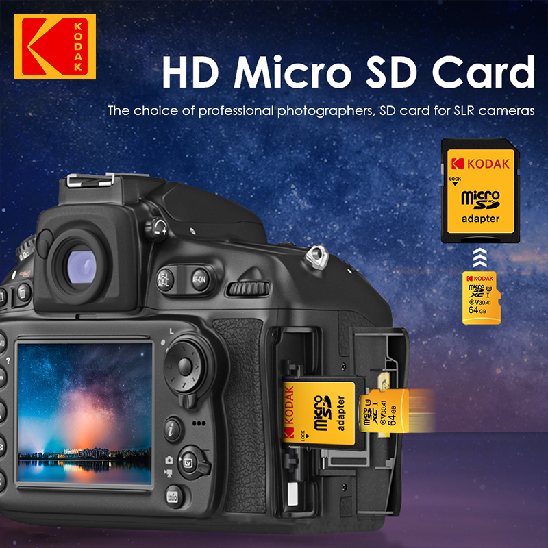 Oryginalna karta pamięci Kodak Micro SD 128 GB klasy 10 Karta pamięci 64 GB Karta pamięci 256 GB 32 GB V30 U3 do rejestratora jazdy