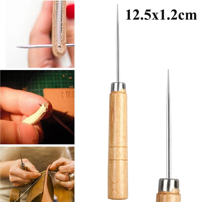 1 Stalen Stitcher Naaien Priem Zakken Gat Haak Diy Handgemaakte Lederen Craft Tool Plastic Handvat Kegel Naald Schoen Reparatie Naald: C-1