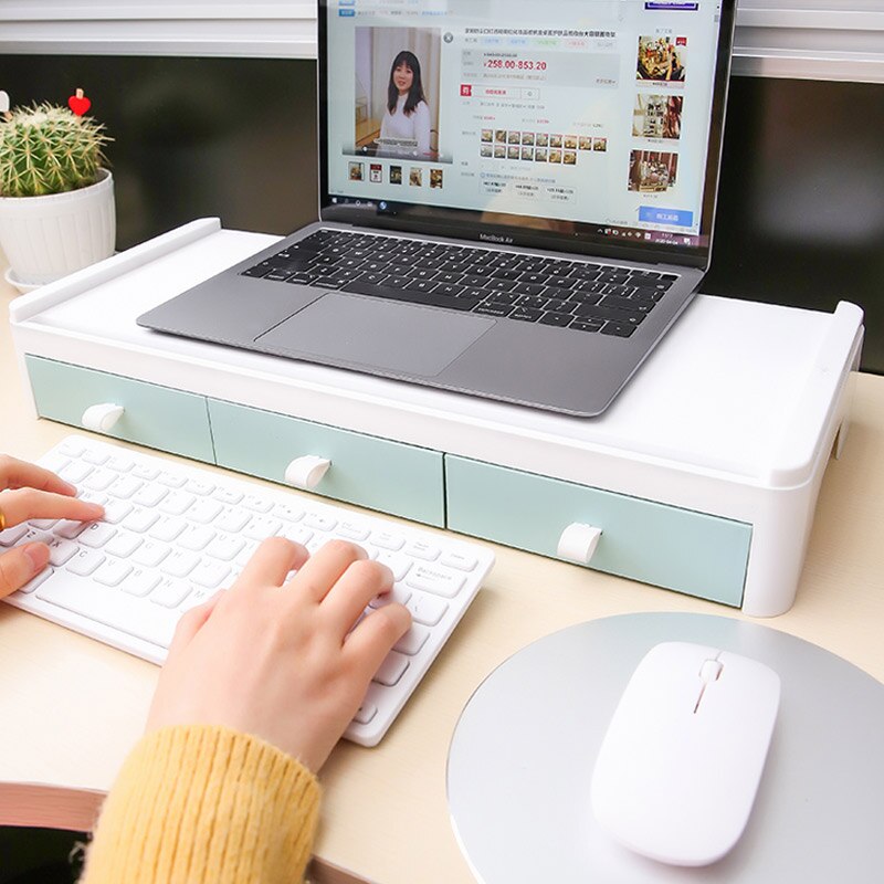 Multifunction Monitor Stand Table Desktop Computer Screen Riser Lockers Desk Organizer Stationery Books Storage Office Supplies