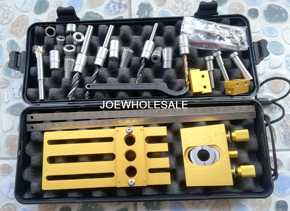 Woodworking tool,DIY Woodworking Joinery High Precision Dowel Jigs Kit,3 in 1 Drilling locator,08450A drilling guide kit: 08450R-T