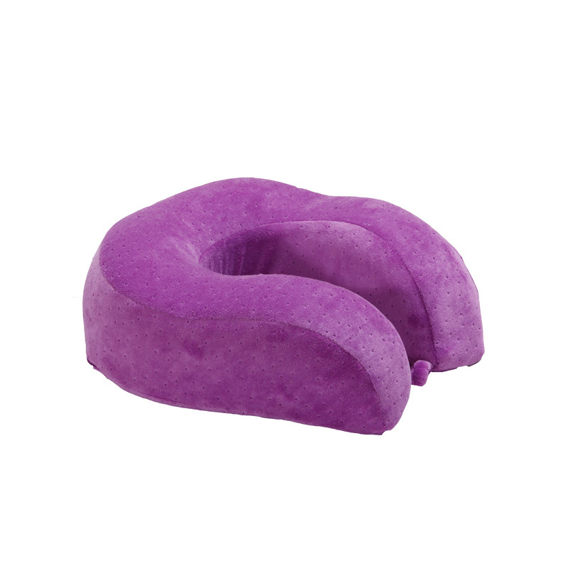 SleepWish U-shaped Pillow Airplane Travel Pillow Comfortable Cushion Memory Foam Neck Car Bedding Pillows: Purple