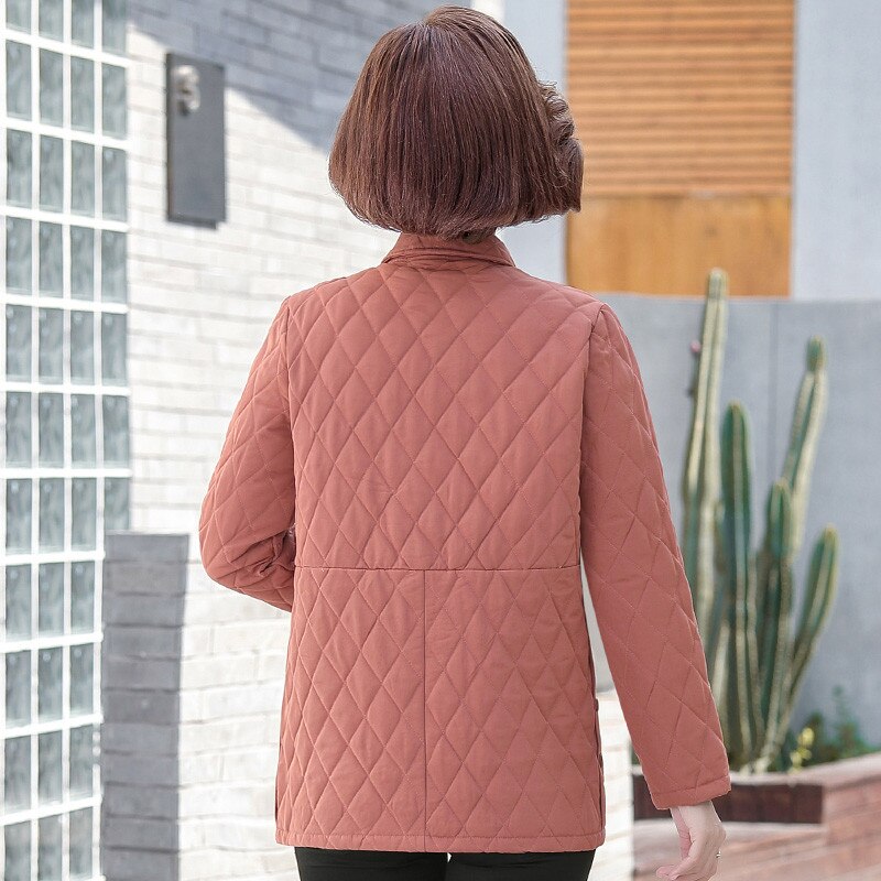 Veste d'automne en coton pour femmes, couleur unie, grande taille 5XL, chemise fine rembourrée en coton, vêtements pour mères d'âge moyen et âgées