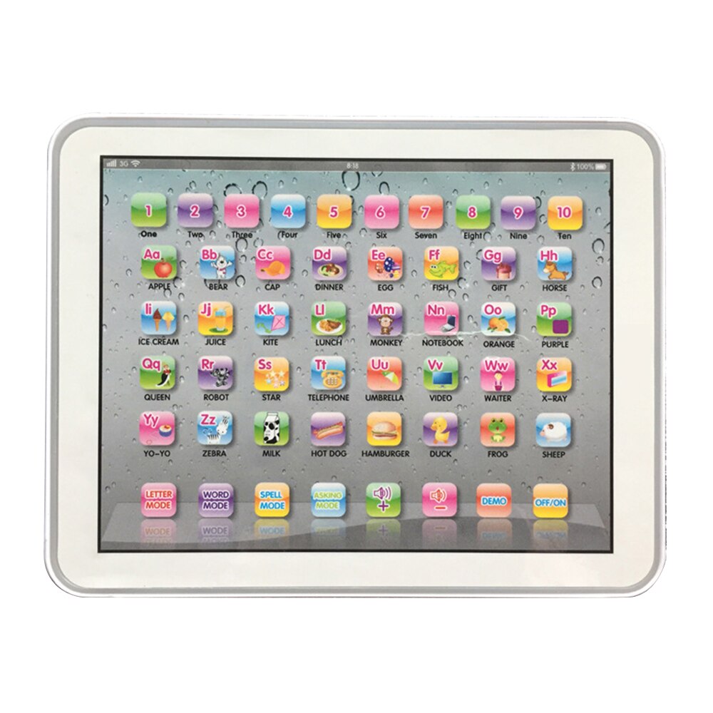 For Child Electronic Touch Type Kids Touch Study Computer English Early Learning Study Machine Baby Tablet Educational Toys: White