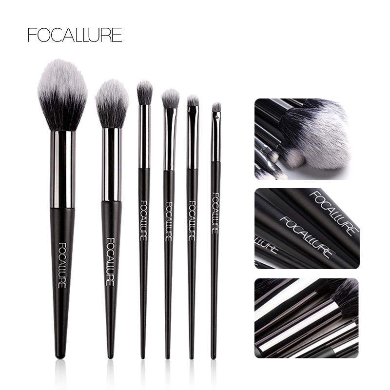 FOCALLURE 6 pcs Makeup Brush Set Soft Cosmetics Blush Eyeshadow Brush for Makeup