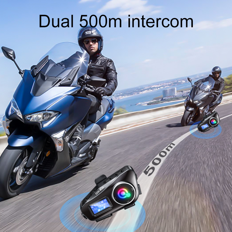 Q58 Max Motorhelm Bluetooth Intercom IP65 Waterdichte Intercom Afstand 500 Meter Multi-Scène Gemengde Muziek delen