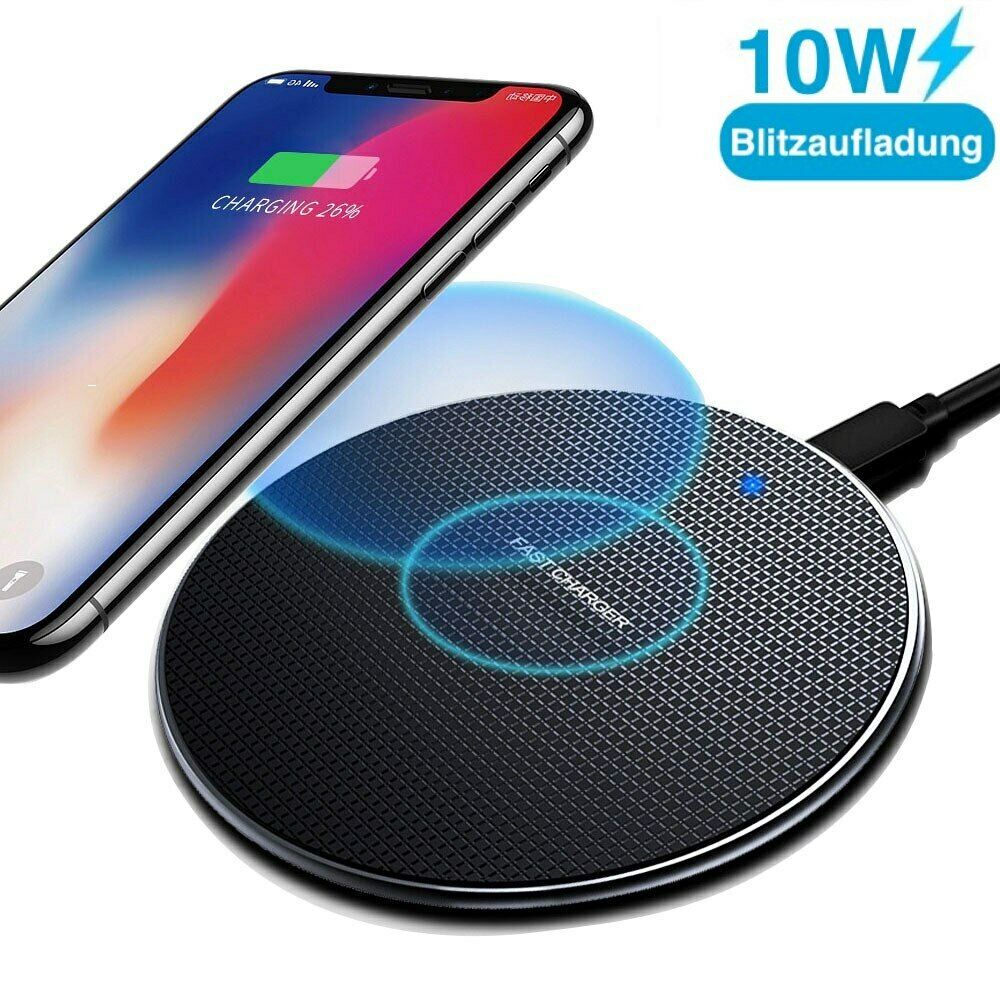 10w qi-wireless-ladegeräte, induktive schnellladestation für samsung iphone 8 se, x, xr, xs max mit 50cm ladekabeln