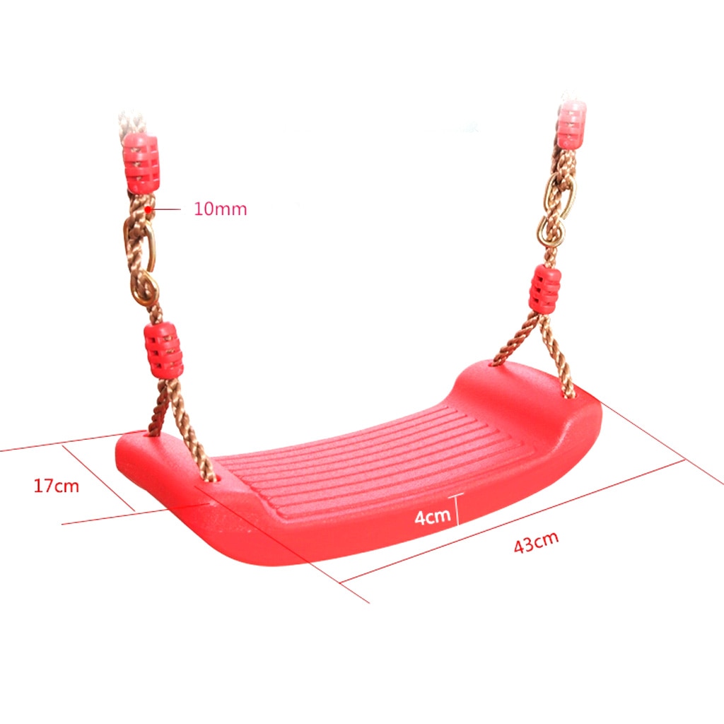 Heavy Duty Hard Plastic Swing Seat with Rope Set Kids Outdoor Fun Play Red