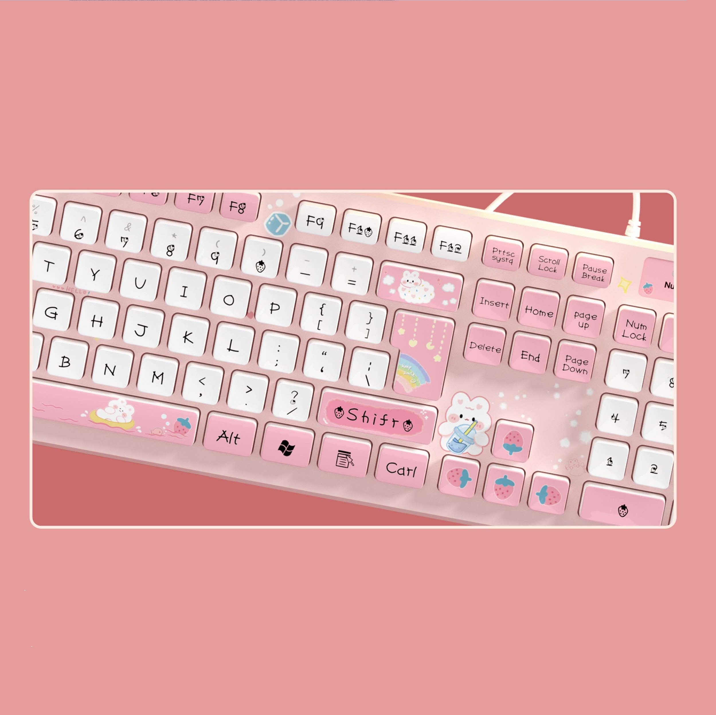 Roze Bedraad Toetsenbord Voor Kantoor Pc Met Mute Klik