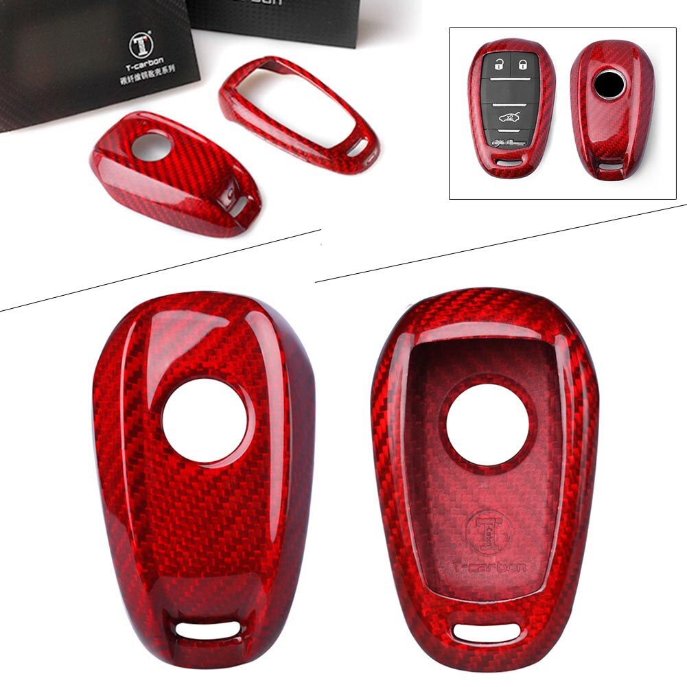 Real Carbon Fiber Car Remote Key Shell Cover Case For Alfa Romeo Giulia Stelvio Red