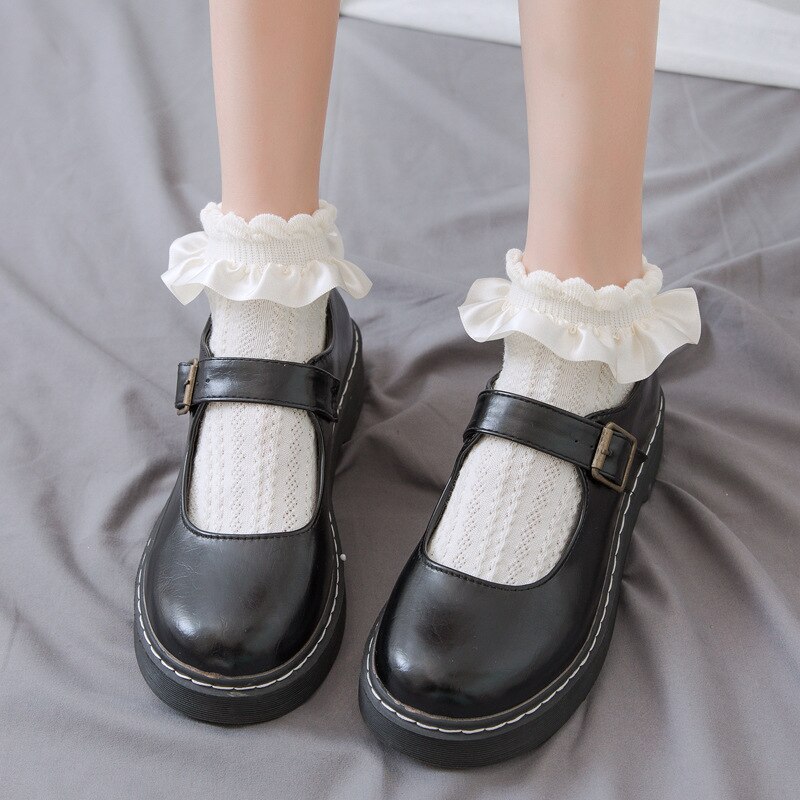 1 Pair Lolita Style Japanese Maiden Lovely Woman Lace Short Socks Spring Summer Autumn Sweet Ruffle Cotton Socks