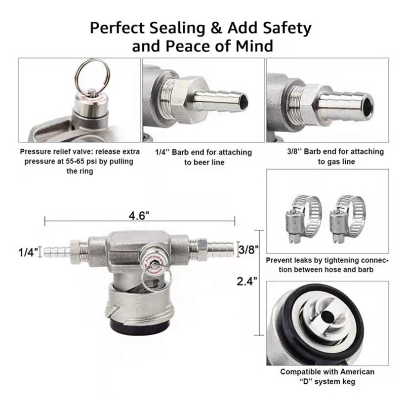 System Keg Coupler, European Sankey Keg Couplers with Lever Handle Homebrewing Kegerator Dispenser