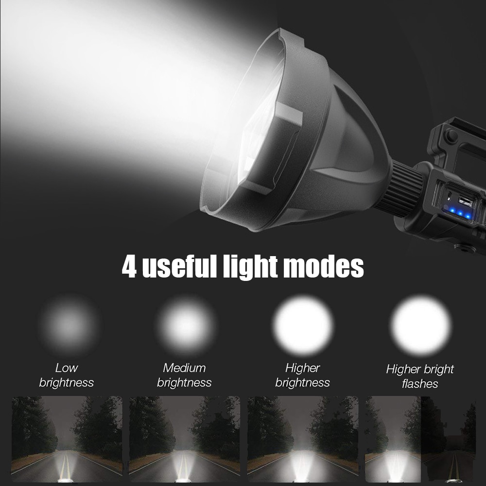 Super lyse led bærbare spotlights lommelygte søgelys arbejdslys med  p70.2 lampe perle monteringsbeslag til patruljering