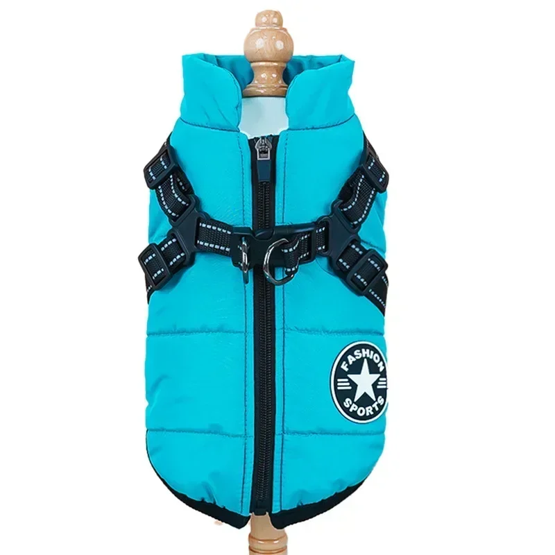 Hundrock med Sele - Vinter Vattentät Jacka med Dragkedja och Reflex - Liten, Mellan, Stor: 4xl / Rosa
