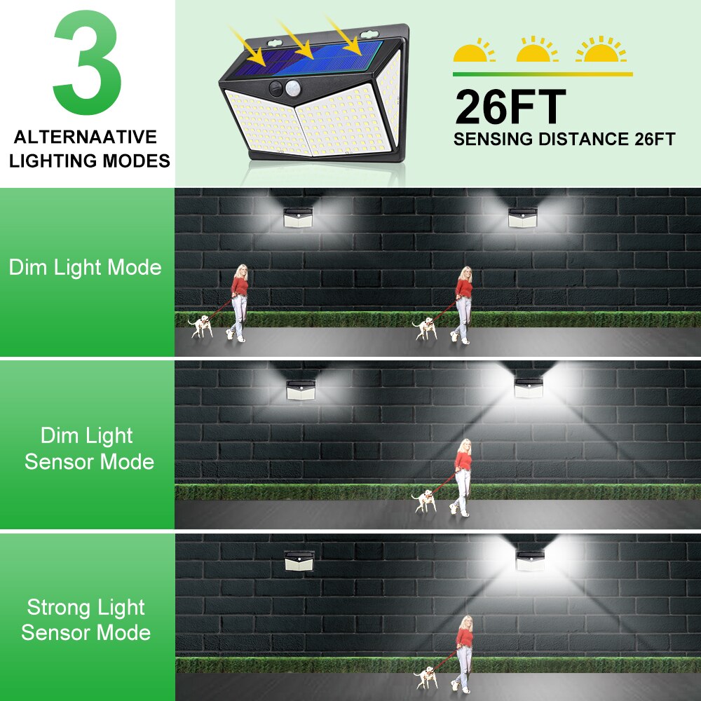 208/288 led solcellelamper udendørs solcelledrevet vandtæt væglampe led pære til havebelysning