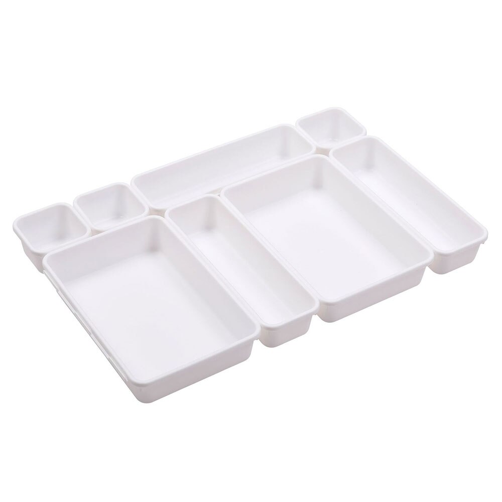 8Pcs Cluttery Drawer Organizers Storage Box Interlocking Narrow Bin Durable For Bathroom Office Multi-Purpose Table Organizer: white