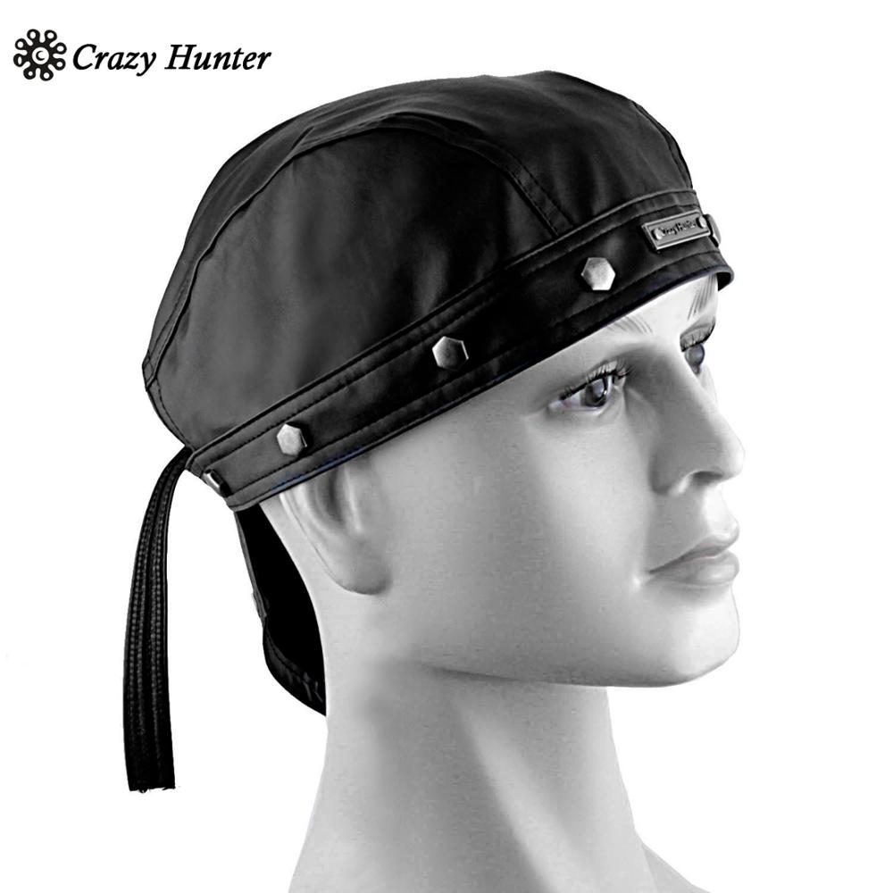 Leather Bandana Biker Doo Do Rag Headwrap Studded Mens Cap Capsmith Du Rag