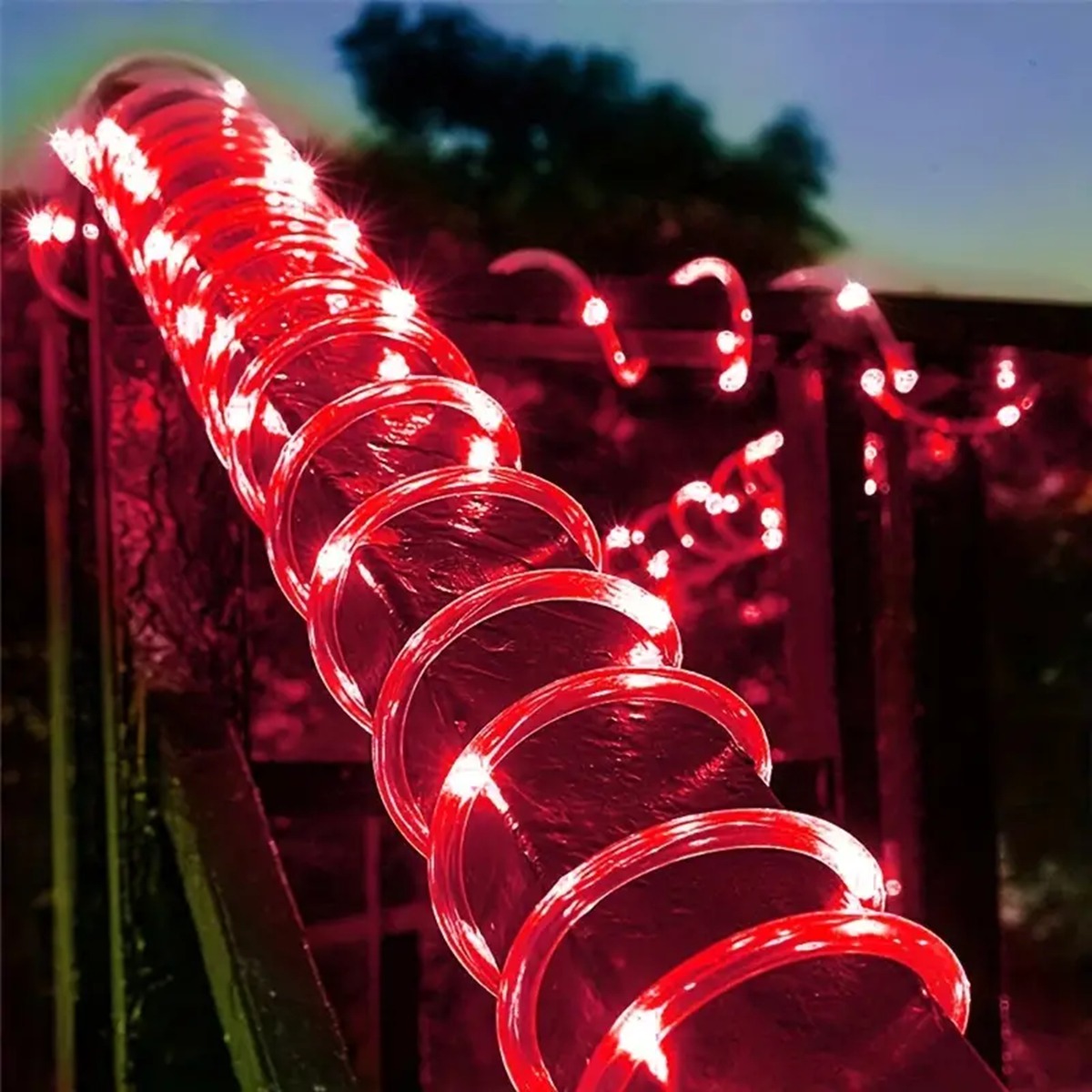 1pc LED solaire chaîne lumière 50/100/200 LED Tube corde chaîne lumières avec 8 Modes extérieur étanche pour maison jardin passerelle Dceor: Rouge / 0-5W