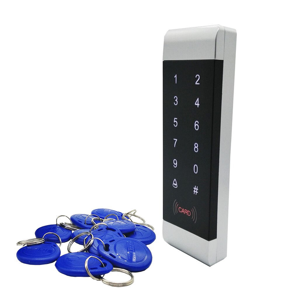Touch Keypad Proximity 125khz RFID Card Door Lock Access Control System for Narrow Door Frame: Blue Keyfobs