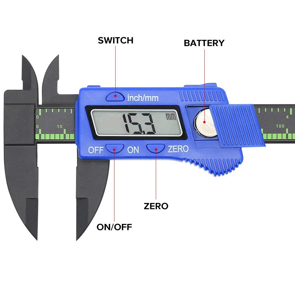 Precision Digital Caliper Large LCD Screen Plastic Electronic Vernier Caliper Measuring Tool 6 inch 0-150mm
