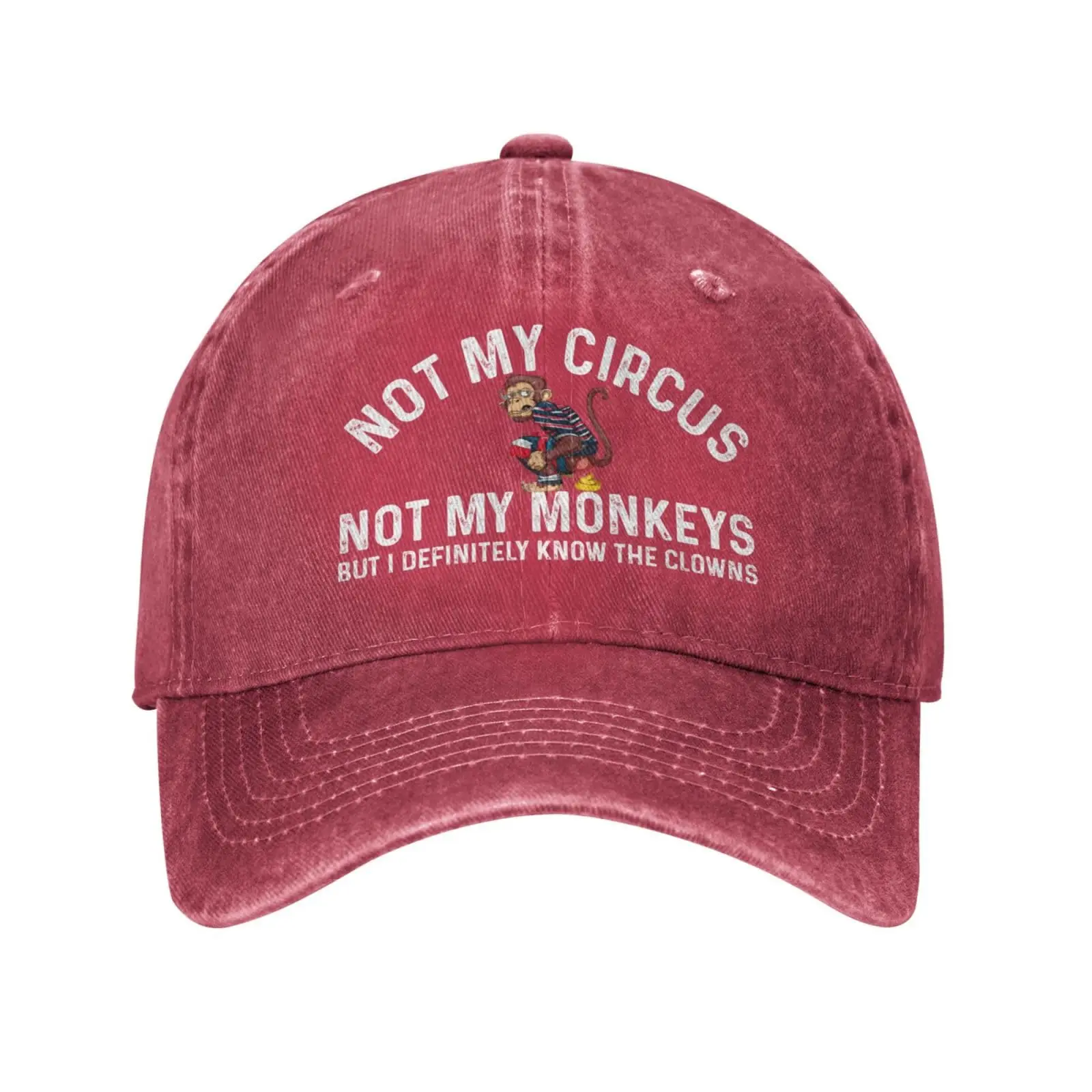 Chapeau drôle, pas mon cirque, pas mes singes mais je connaître définitivement les Clowns, casquette pour femmes, casquettes de papa, chapeaux Vintage: Rouge