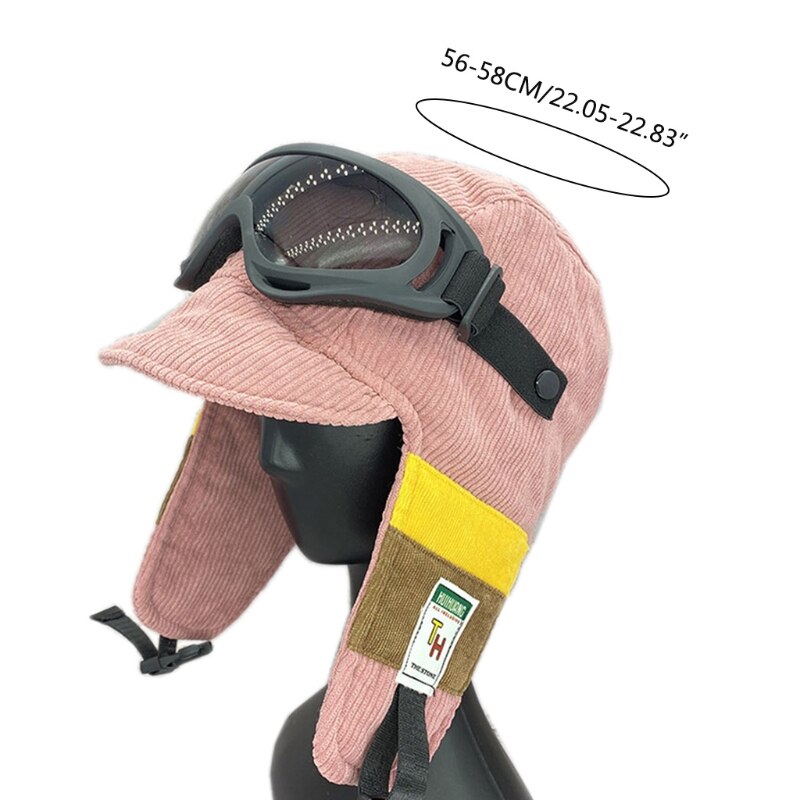 Gorro de aviador de invierno para niños, gafas de protección para las orejas, Color sólido