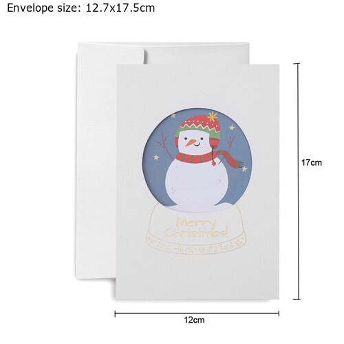2sets Cartoon Sneeuwpop Wenskaart Envelop Kerstman Vrolijk Kerstfeest Vouwen Card Party DIY Xmas Papier Zegen Kaart: Snowman