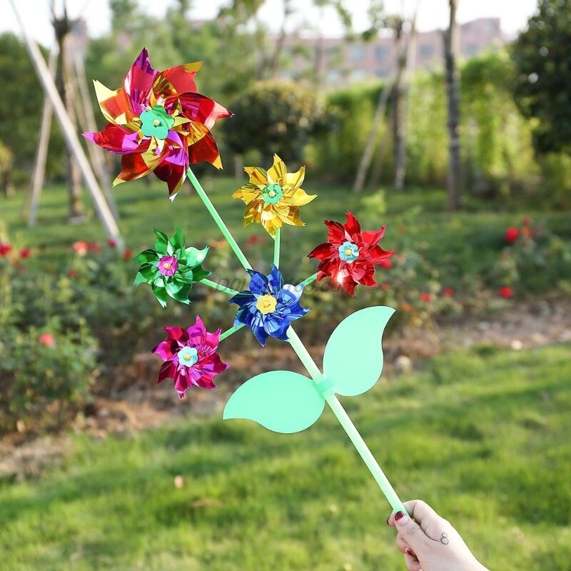 Molino de viento de juguete con 6 ruedas de dibujos animados, Spinner de viento Whirligig, Molinete, decoración de patio, jardín D0LA