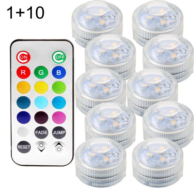 13 Kleuren Smd 3528 Rgb Led Dompelpompen Onderwater IP68 Licht Met Afstandsbediening Lamp Voor Badkamer Zwembad Fontein Decor: 1 controller 10 lamp