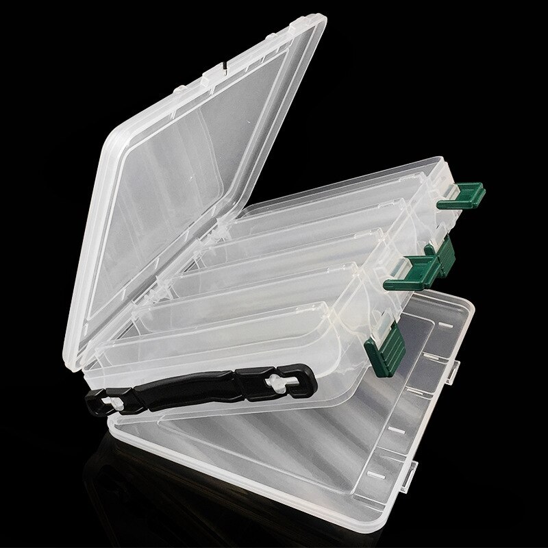 Compartments Double Sided Fishing Tackle Box Hard Plastic Clear Fishing Lure Bait Hooks Accessory Storage Case Container