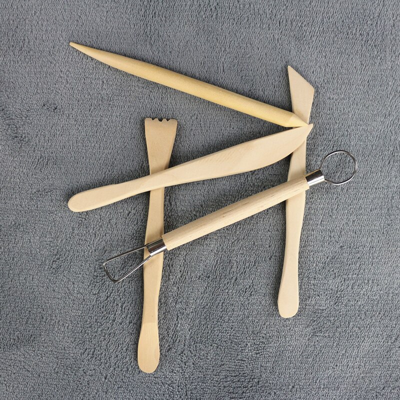 5Pcs Ceramic Clay Tools Set Polymer Clay Tools Pottery Tools Set Wooden Pottery Sculpting Clay Cleaning Tool Set Tool Sculpture