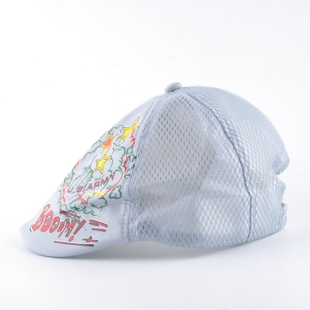 Boinas de primavera y verano para niños, sombreros de retales de malla transpirable para niño y niña, gorra estampada colorida del Ejército de los EE. UU. Y EE. UU. AF