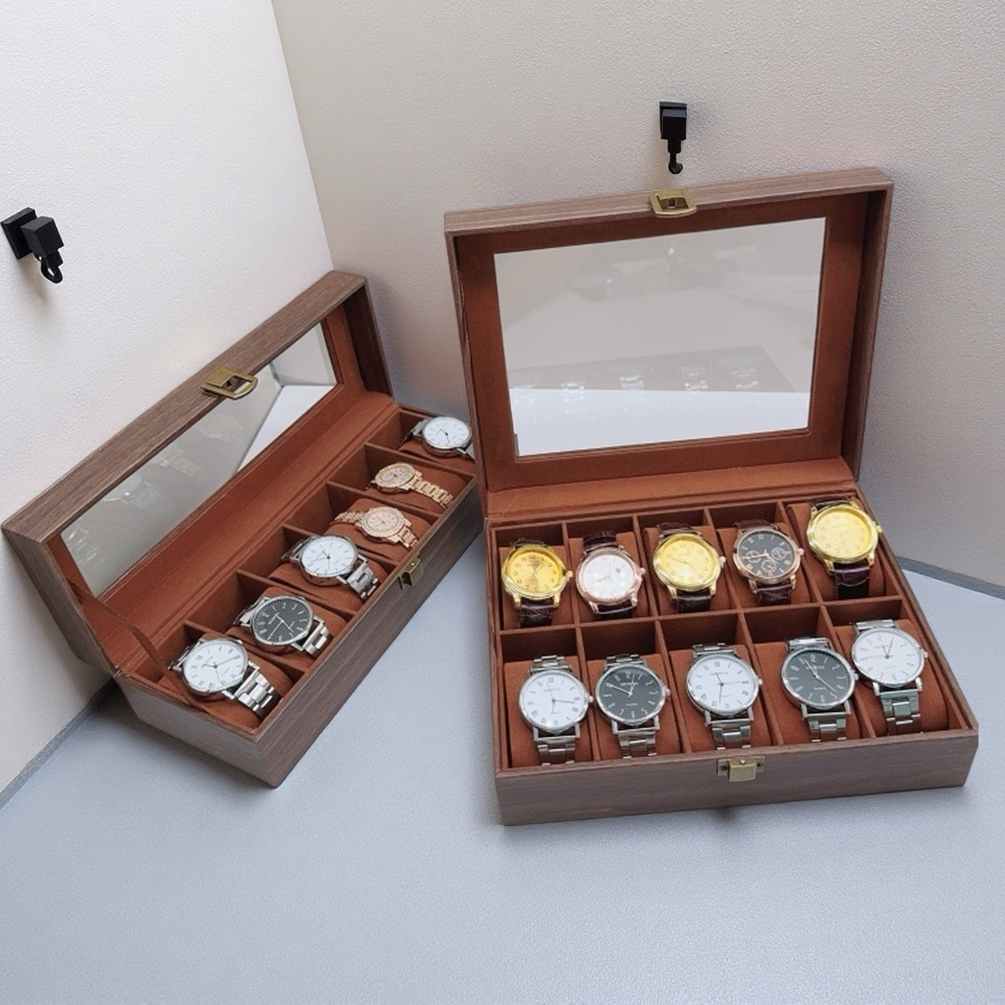 Houten horlogedoos met 6/10/12 vakken, horlogedisplay, sieradenhouder, opbergorganizer voor horloges.