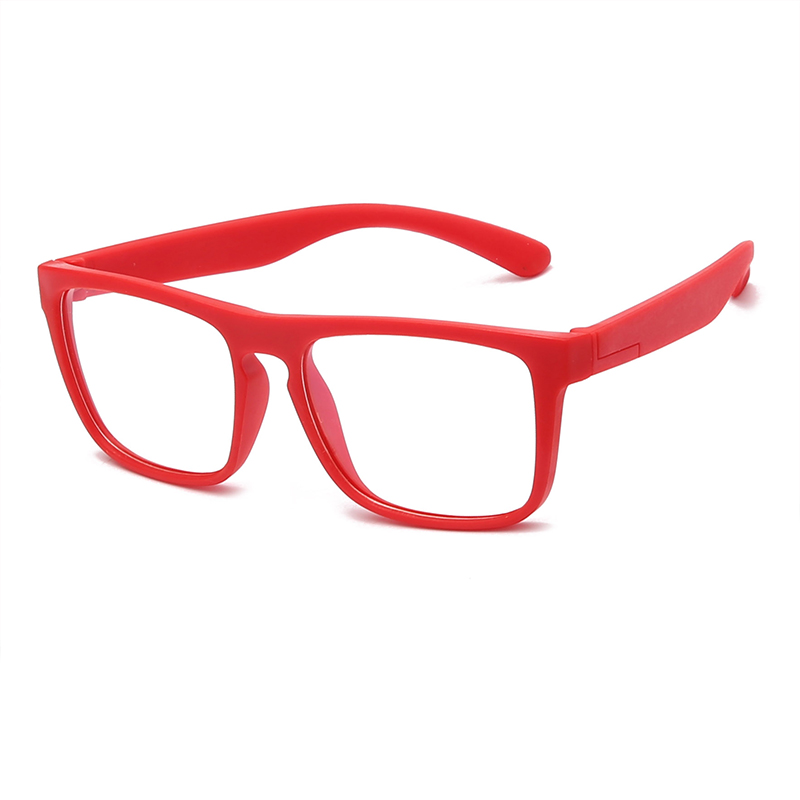 Kinderen Vierkante Anti Blauw Licht Glazen Jongens Meisjes Rood Blauw Bril Kinderen Flexibele Clear Lens Brillen Optische Frame UV400: red