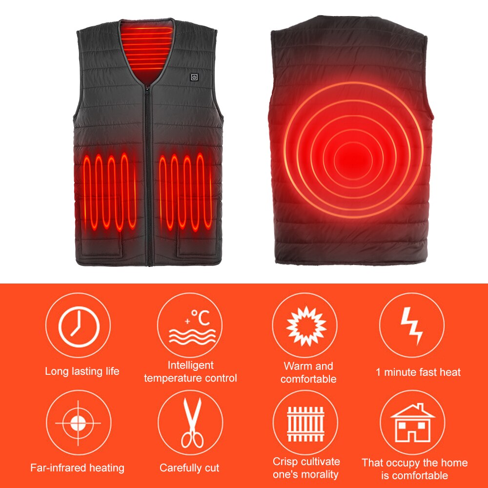 L -5xl elektrisch vest verwarmd usb thermisch 5 verwarmingszones bodywarmer 3 kleuren warmhouden winter verwarmd kussen fysiotherapie
